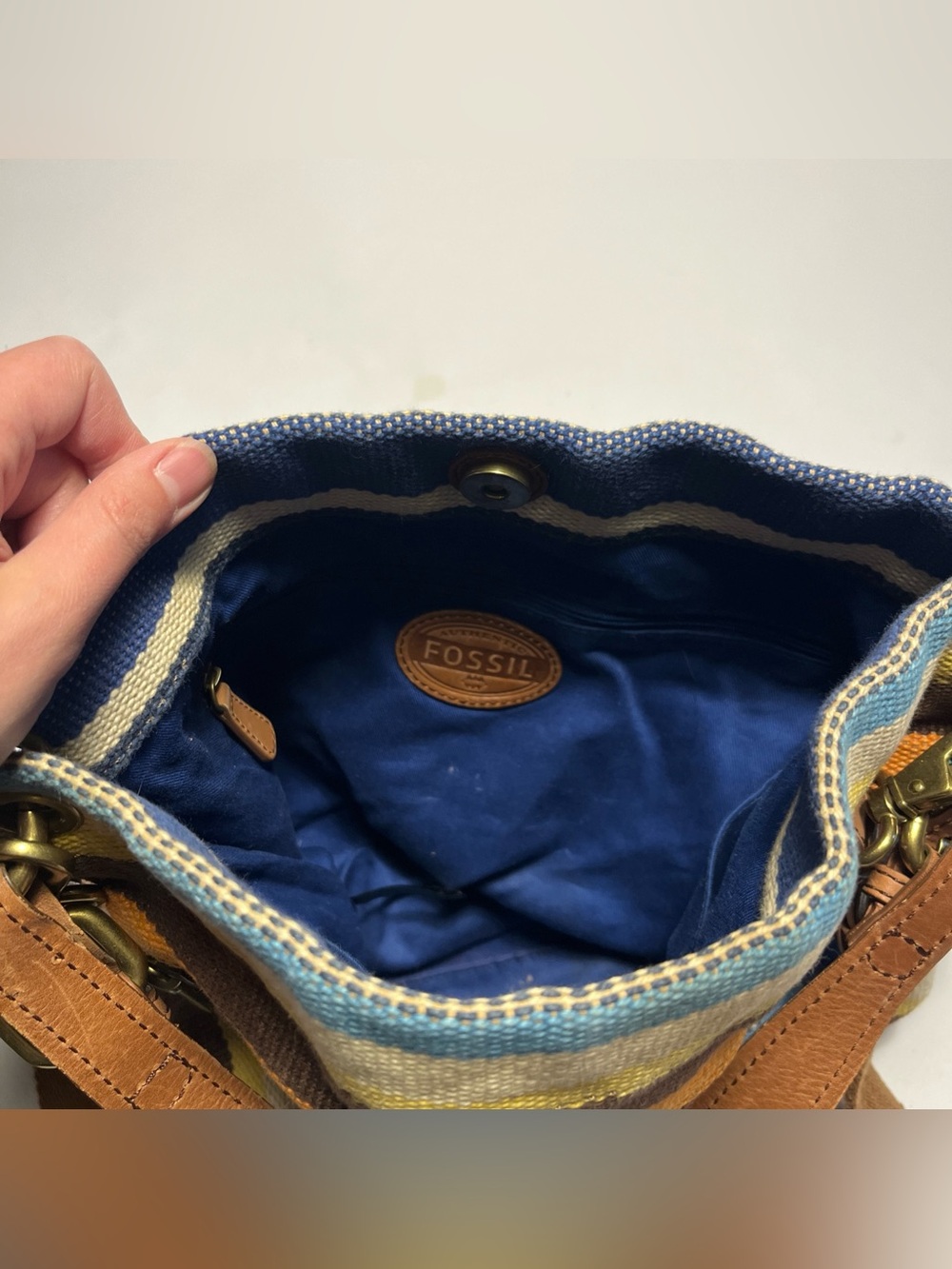 Large Fossil LOT Purse Wallet Floral Crossbody Shoulder Bag Boho Leather Canvas - Picture 12 of 16